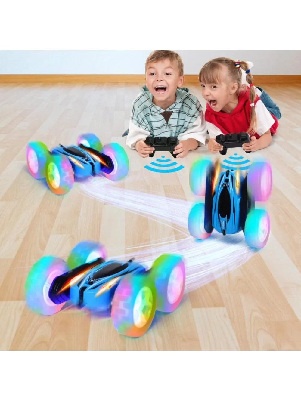 2 Pack RC Stunt Cars for Kids - High Speed 4WD Off-Road, 360° Rotation & Wheel